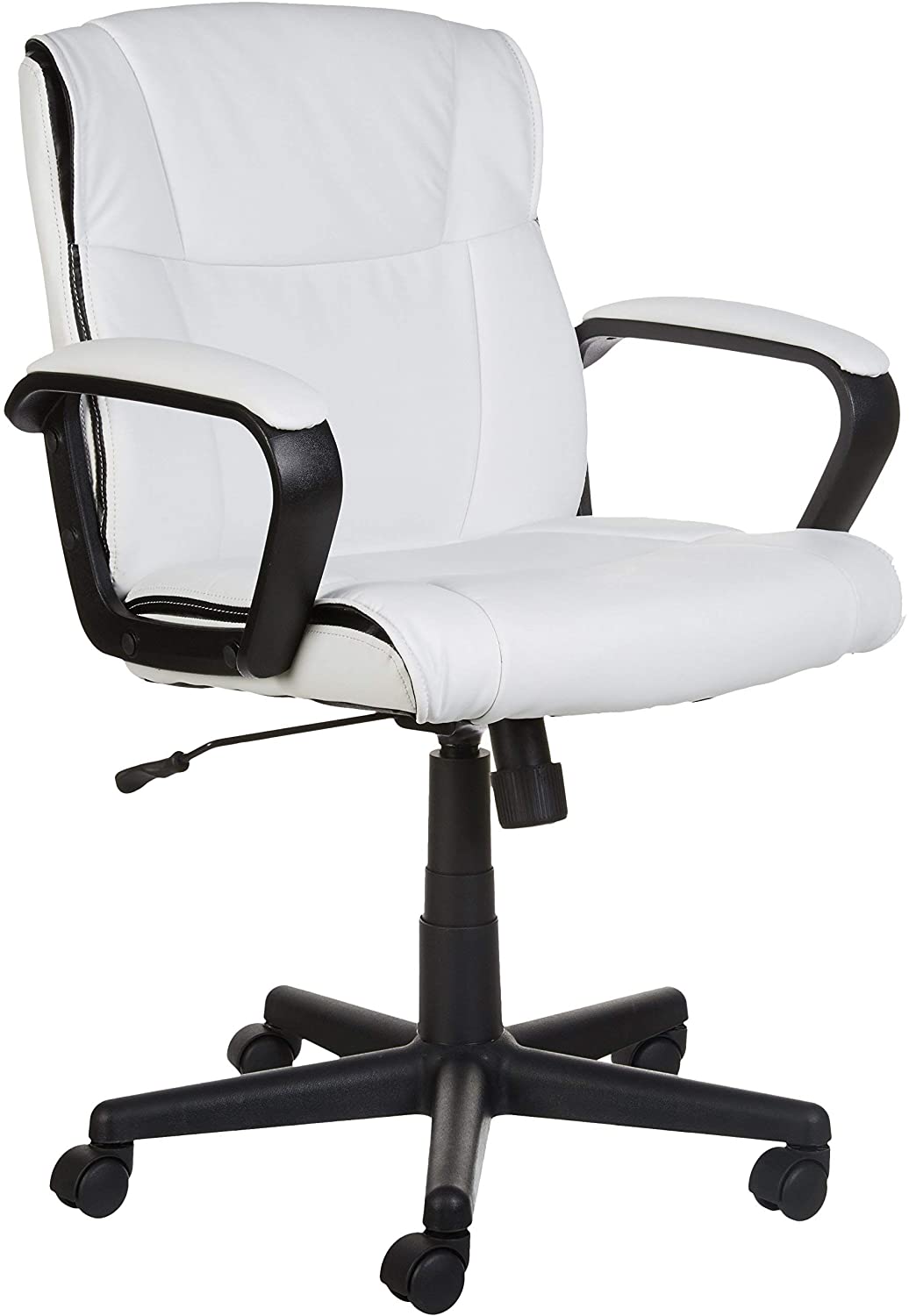 Padded, Ergonomic, Adjustable, Swivel Office Desk Chair with Armrest, Black Bonded Leather