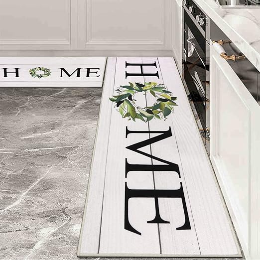 Washable Non-Skid Kitchen Rugs Floor Mats for Home Farmhouse Office, Durable Hallway Laundry Runner Rug Sink Area Rug (18"x29"+18"x47")-Home Design