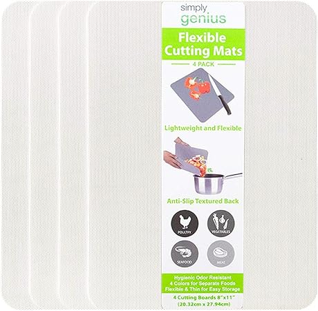 Non-Slip, BPA Free (8-Pack Gray, Mixed Size) Color Coded Chopping Plastic Cutting Boards for Kitchen