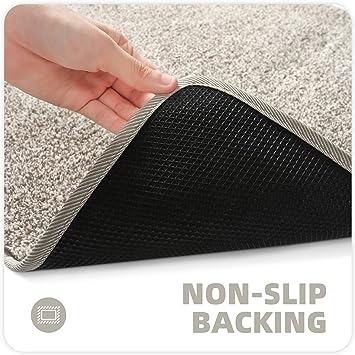 1.7x4 Feet Bedside Rugs Floor Rugs for Bedroom, Machine Washable Extra Soft Comfortable Carpet for Bedroom, Non-Slip Small Area Rug for Kids Puppy Home Decor Aesthetic, Beige