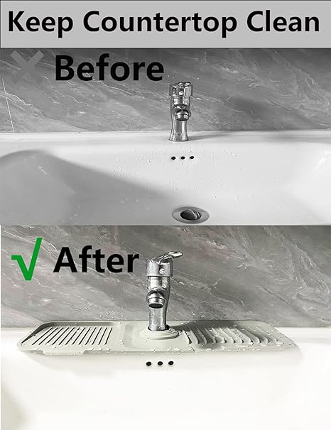 Silicone Sink Faucet Mat Splash Guard, (Grey)