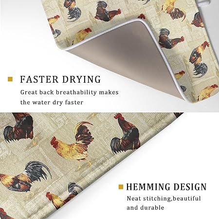 Absorbent Black Marble Dish Drying Mat Luxury Golden Kitchen Counter Mat, 18x24 inch