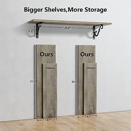 1.5 Inch Large Floating Shelves for Home Decor Set of 2