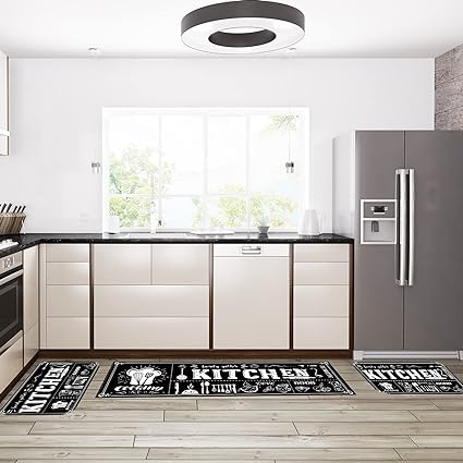 Non Skid Thick Black Kitchen Rugs and Mats Stain Resistant Anti Fatigue Microfiber Floor Non Slip Backing Mat, 15.7" x 47.2", 15.7" x 23.6" (Home)