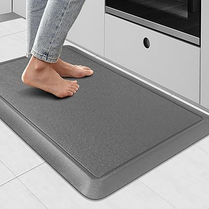 Anti Fatigue Cushioned Grey Non Slip Waterproof Memory Foam Ergonomic Comfort Rug, 17"X 28"
