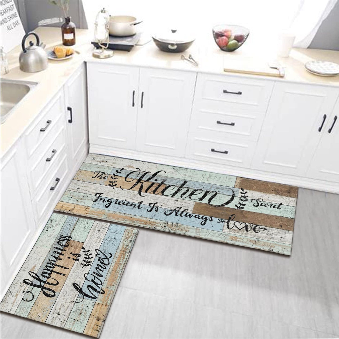 Anti Fatigue Non Slip Waterproof Washable Rug - 17x24+17x48inch Grey
