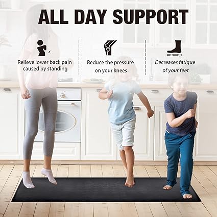 Non-Slip Waterproof Kitchen Mats, PVC Kitchen Rugs, Extra Thick Floor Mats for Sink,Office,Kitchen, Laundry, Set of 2, 17.3"x 30"+17.3"x 60"