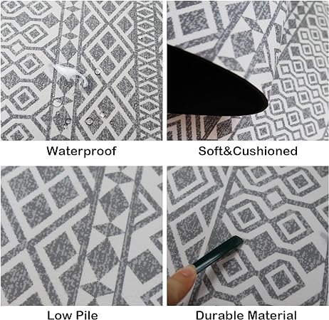 Boho Vintage Tebriz Non Slip Washable Cushioned Waterproof Rugs for Kitchen, 20 x 48