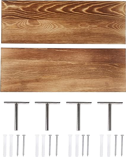 Set of 2 Pine Wood Floating Shelf