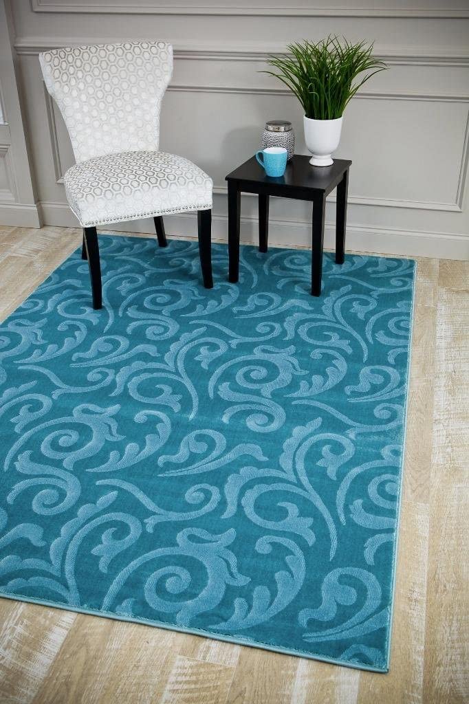 Modern Blue 5'2x7'2 Soft Area Rug