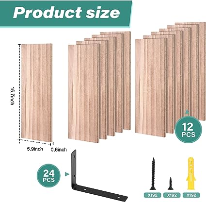 12 Pcs Wood Floating Shelves, 16.5 x 6 x 0.6 in