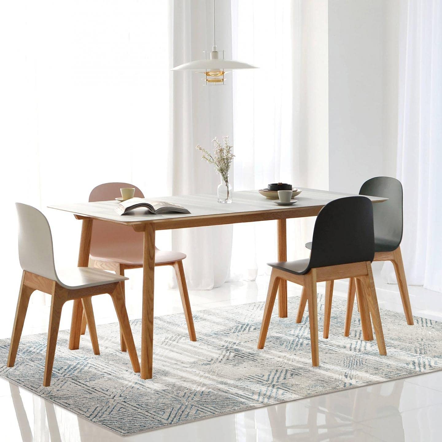 Florance Collection Blue Modern Geometric Soft Area Rug