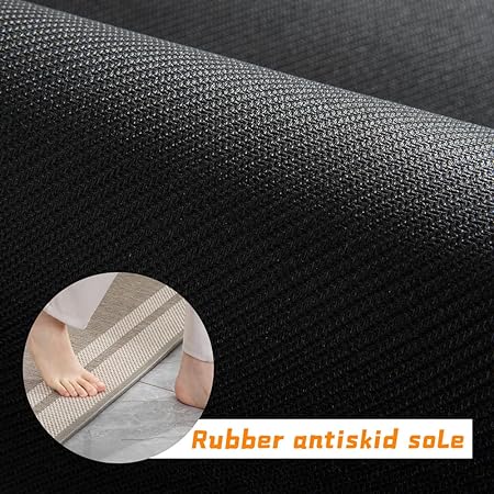 Non Skid Washable Kitchen Floor Mats Set 2, 17"x30"+17"x47"(Grey)