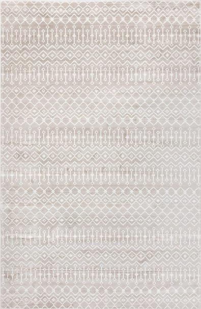 Geometric Kasbah Trellis Collection Rug – 2' X 10' Runner Beige Low Pile Rug