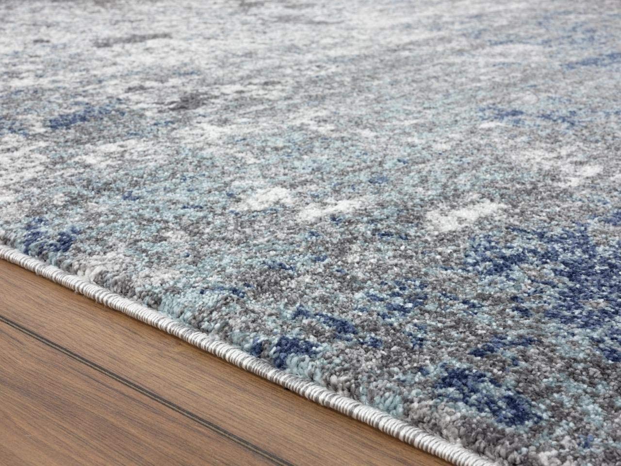 Euston Blue Abstract Modern Soft Area Rug