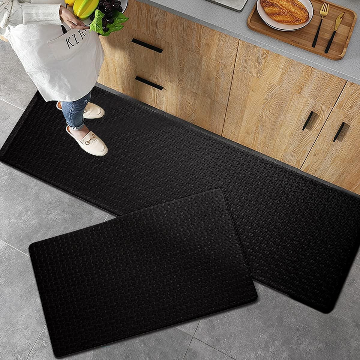 Anti Fatigue PVC Kitchen Floor Mat and Rug, 17"x30"+17"x47",