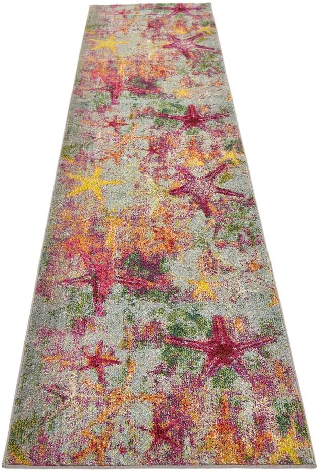 Coastal Modern Bright Colors Multi/Gray Starfish Soft Area Rug