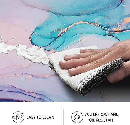 Cushioned Anti Fatigue Set of 2 Abstract Marble Waterproof Non Slip Waterproof Non Slip Kitchen Floor Mat Comfort Memory Foam Standing Mat for Kitchen Floor, Blue