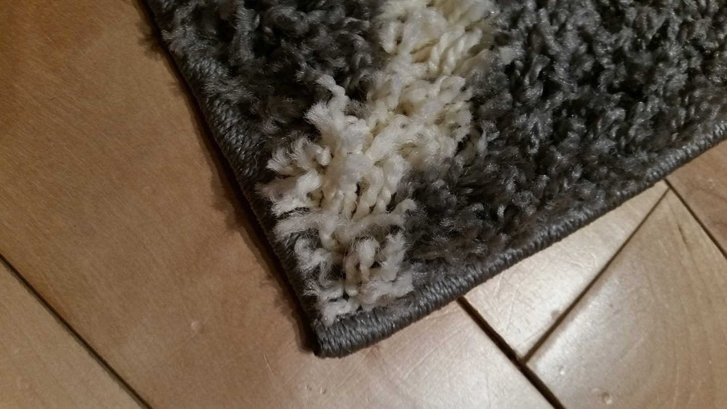 Gray Soft White Shag Trellis Area Rugs