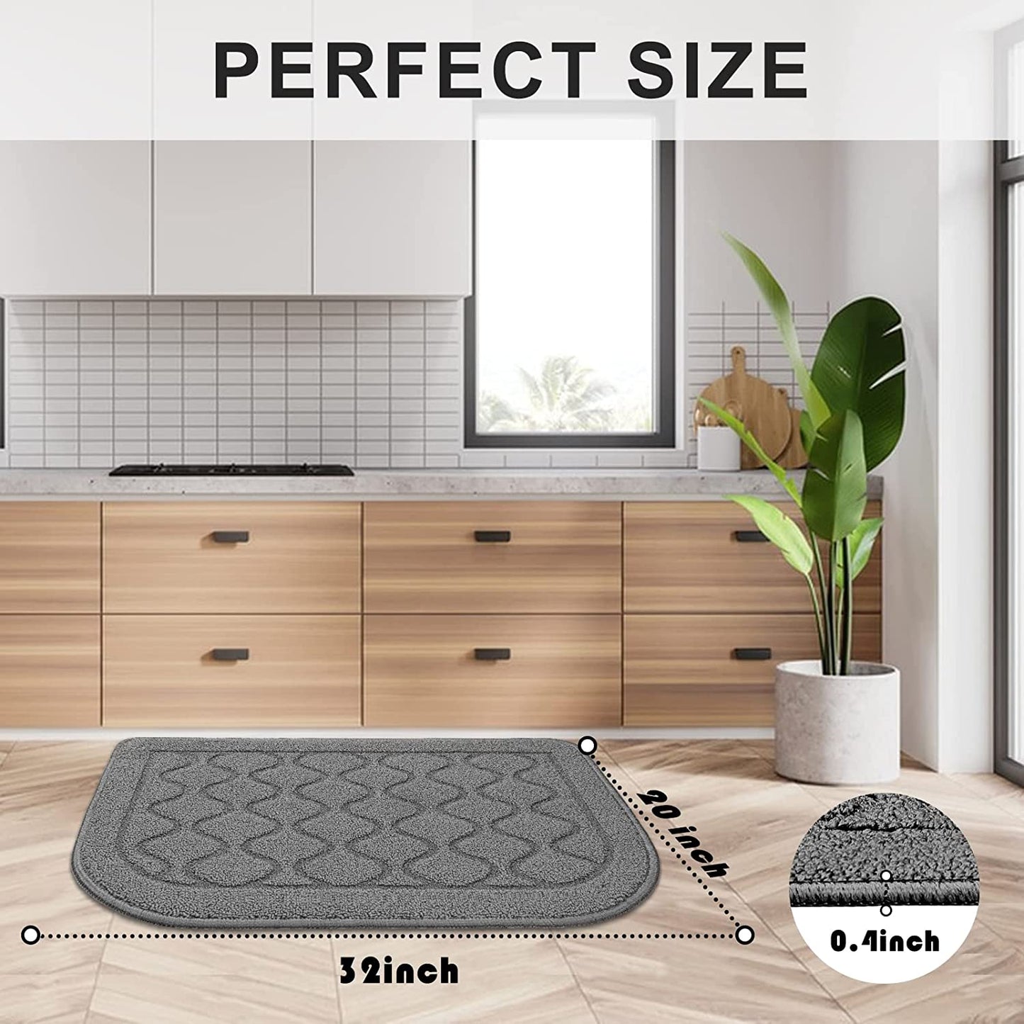 18×27 Inch Made of 100% Polypropylene Non Skid Washable Kitchen Rug