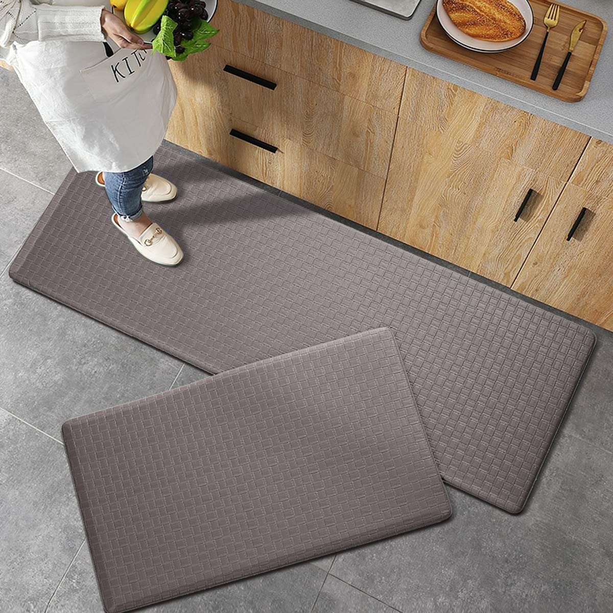 Anti Fatigue PVC Kitchen Floor Mat and Rug, 17"x30"+17"x47",