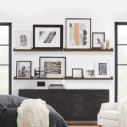 Black Floating Shelves 36 Inches Long, Picture Ledge Shelf Set of 4, Connect 2 Shelves as 72 Inch Wide