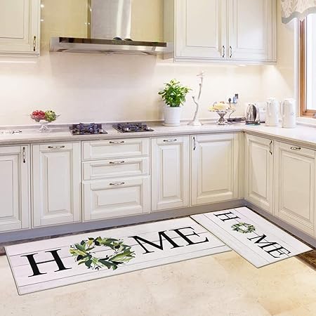 Washable Non-Skid Kitchen Rugs Floor Mats for Home Farmhouse Office, Durable Hallway Laundry Runner Rug Sink Area Rug (18"x29"+18"x47")-Home Design