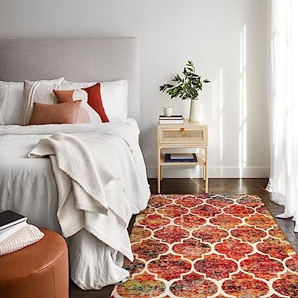 Moroccan Distressed Non-Slip Washable Throw Area Rug - (2’X 3’, Blue)