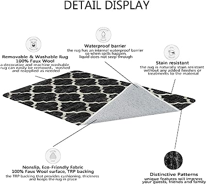 Moroccan Distressed Non-Slip Washable Throw Area Rug - (2’X 3’, Blue)