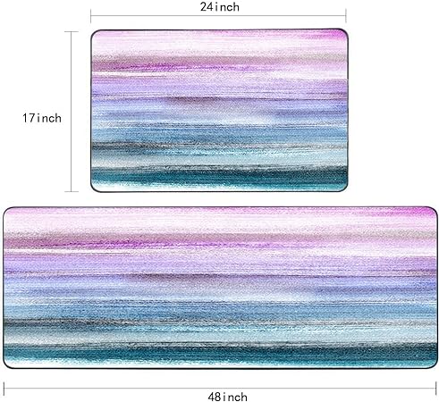 2 Piece 17"X48" 17"X24" Very Abstract Image on Glass in Verso Non-Slip Soft Kitchen Mat