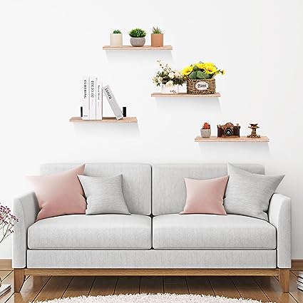 12 Pcs Wood Floating Shelves, 16.5 x 6 x 0.6 in