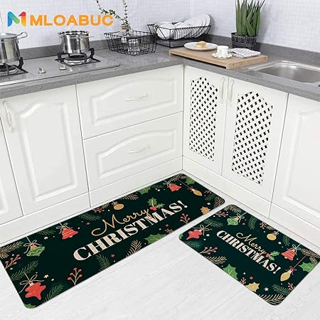 et of 2, Anti Fatigue Waterproof Stain Resistant Snowman Winter Decorative Non Slip Cushioned Floor Mat - 17x29 and 17x47 Inch