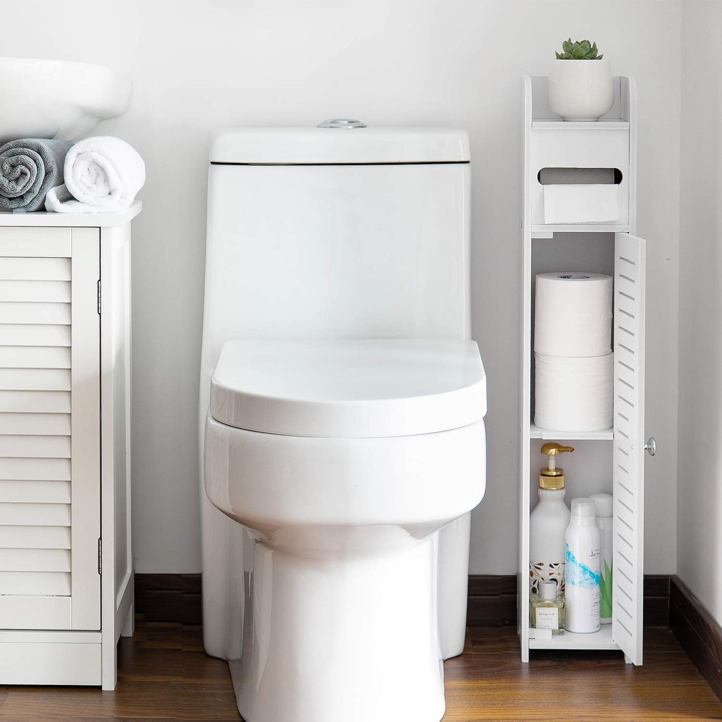 Bathroom Storage Corner Floor Vanity Cabinet - Multiple Colors