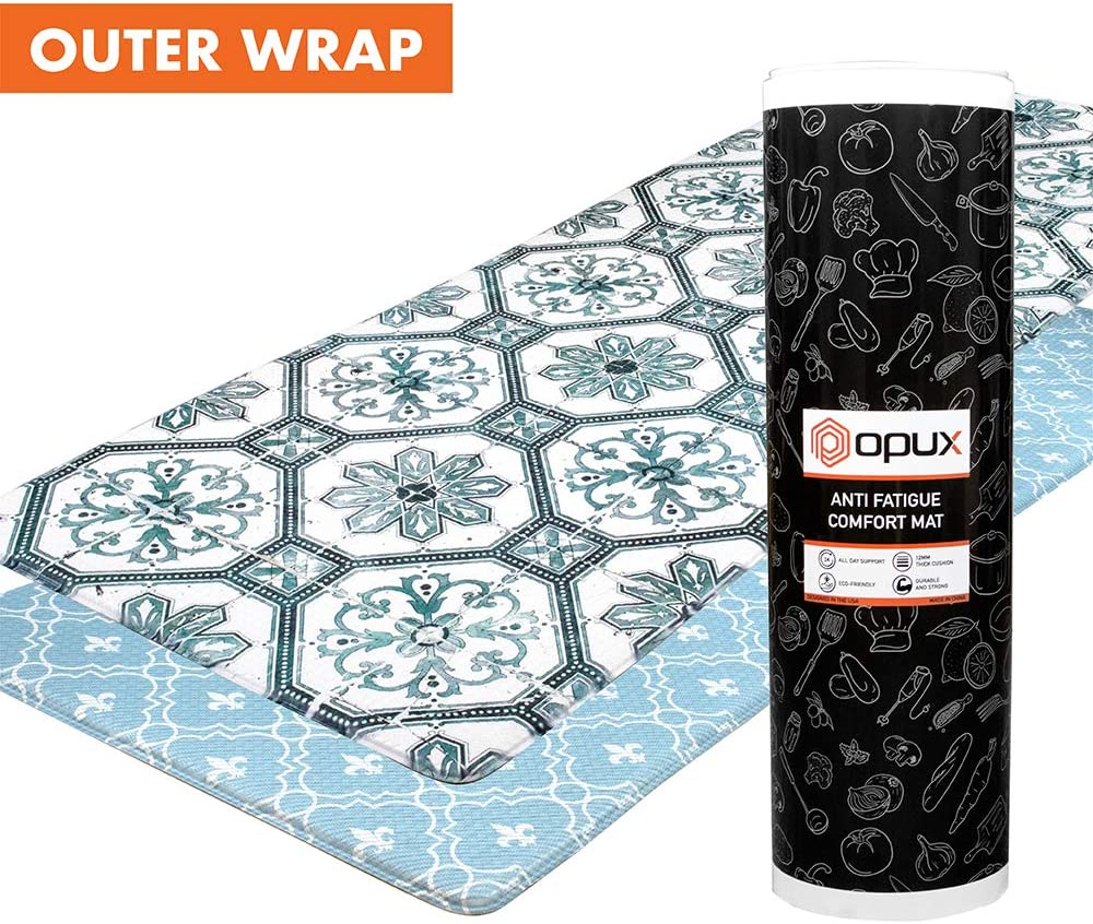 Anti Fatigue Reversible Cushioned Memory Foam Kitchen Rug Pad, 32x17 (Marble Gray)
