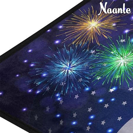 4th of July Anti Fatigue American Flag Non Slip Absorbent Floor Carpet Yoga Mat (3' in Diameter)