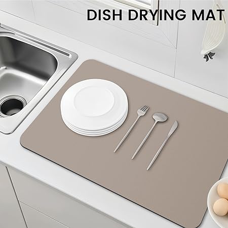 Dish Drying Mat Super Absorbent Drying Mat Large Dish Drying Mats for Kitchen Counter Easy clean Dish Mat Kitchen Drying Mat 15"x 18" Black
