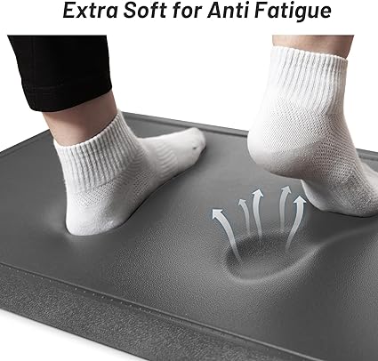 Anti Fatigue Cushioned Grey Non Slip Waterproof Memory Foam Ergonomic Comfort Rug, 17"X 28"