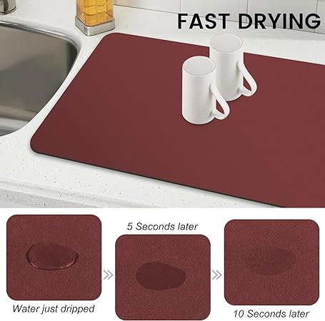 Dish Drying Mat Super Absorbent Drying Mat Large Dish Drying Mats for Kitchen Counter Easy clean Dish Mat Kitchen Drying Mat 15"x 18" Black
