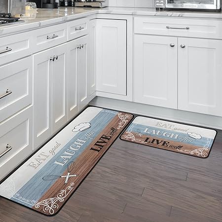 Buffalo Plaid, Non-Skid Washable, Fun Rug with Words, Set of 2