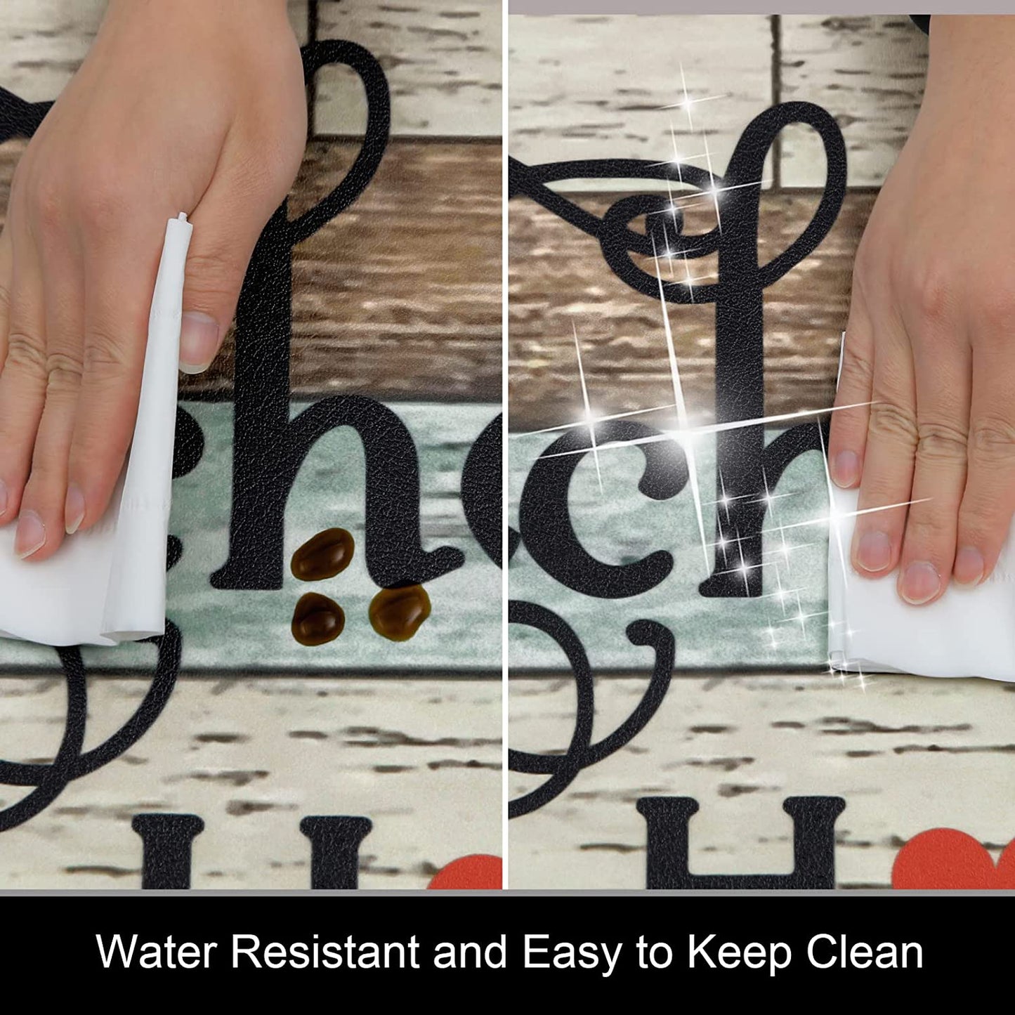Anti Fatigue Set of 2 Waterproof Non Slip Farmhouse Cushioned Kitchen Mats Set