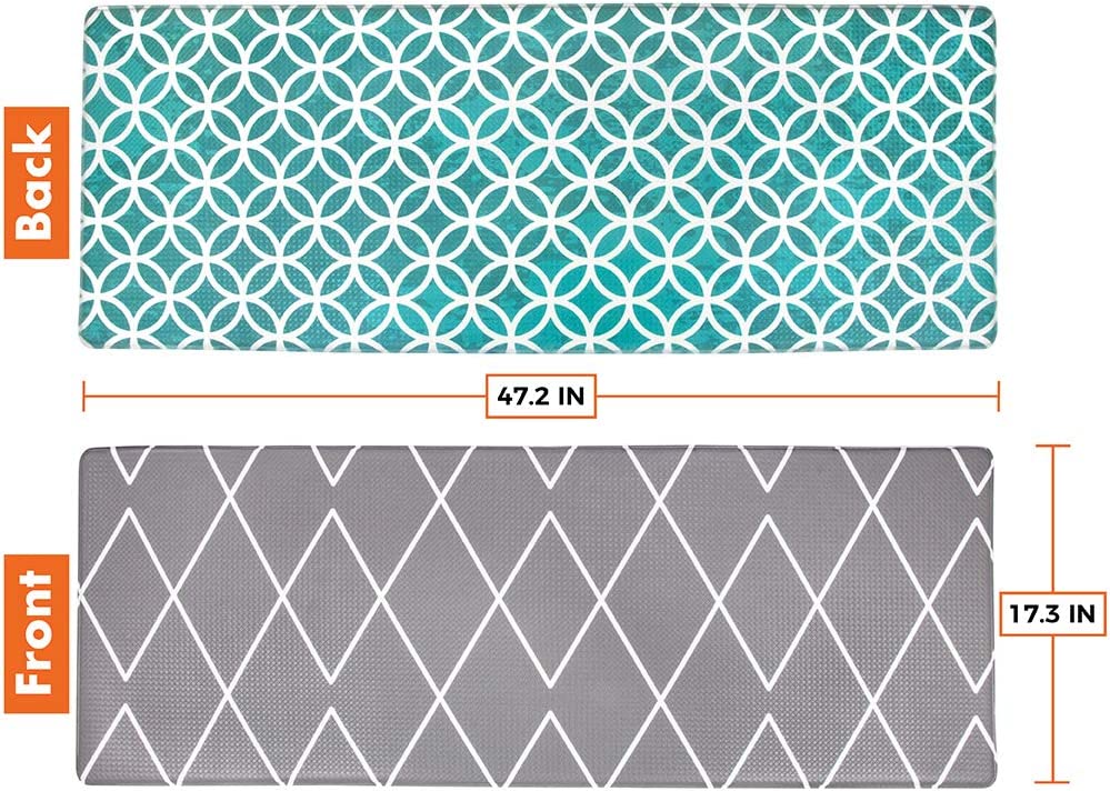 Anti Fatigue Reversible Cushioned Memory Foam Kitchen Rug Pad, 32x17 (Marble Gray)