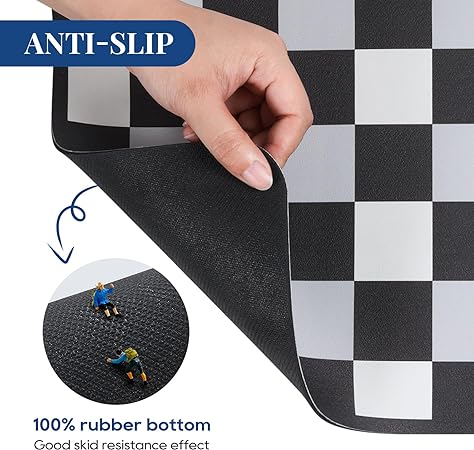 Absorbent Washable Coffee Mat, Espresso Machine Dish Rack - Black White Small 11.8"x15.7"