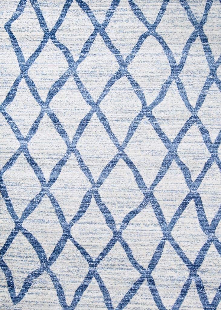 Modern Abstract Ivory Blue Area Rug