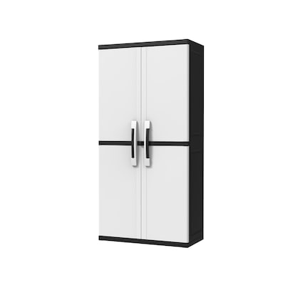 Home Garage Storage Cabinet Grey/Black with Doors and Shelves