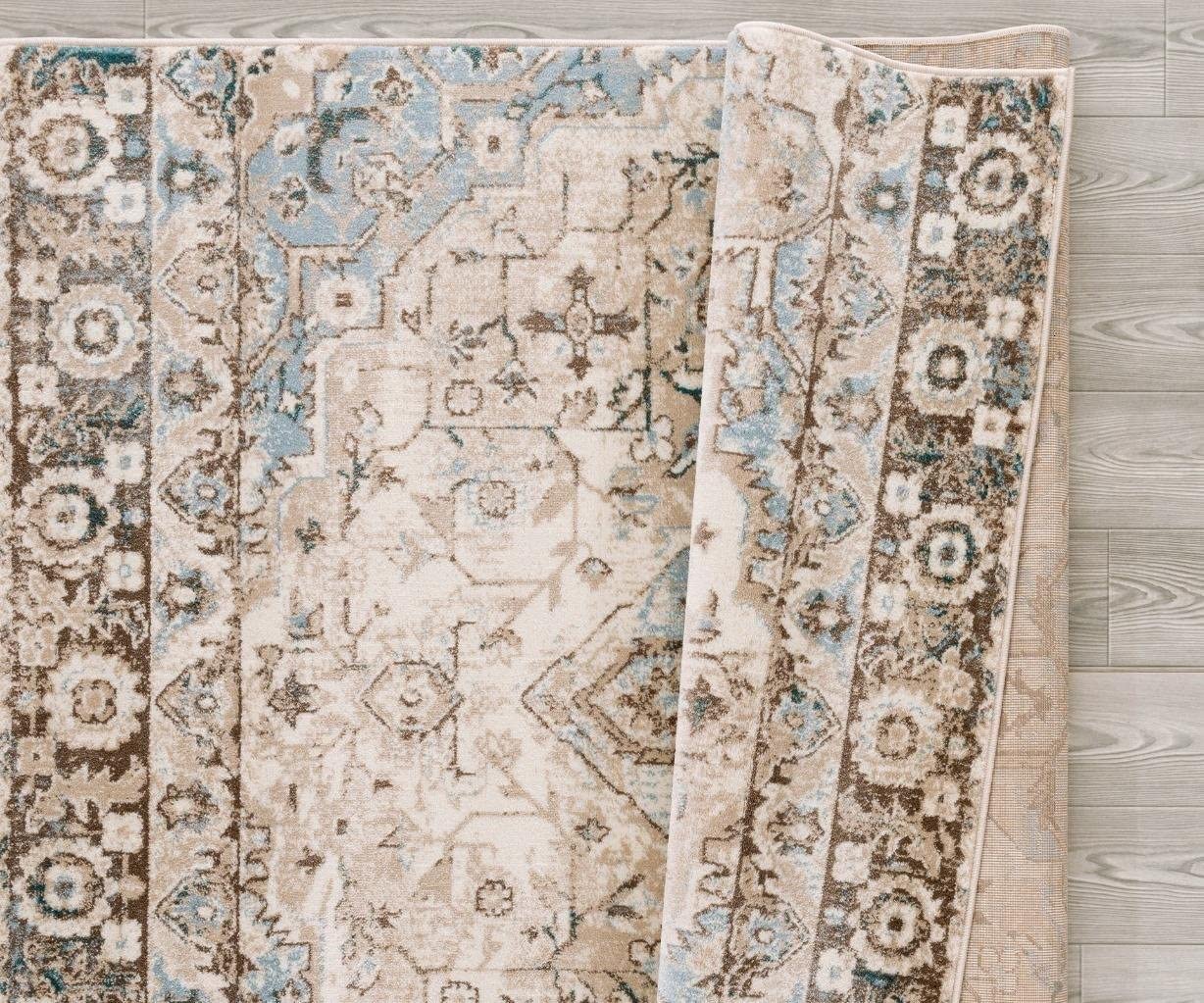 Distressed Cream 5'2x7'2 Soft Area Rug Carpet Large New