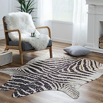 Zebra Print Faux Skin Cowhide Animal Design Mat