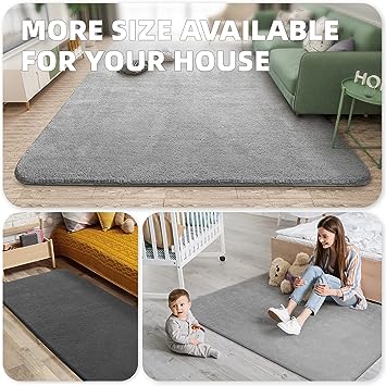 1.7x4 Feet Bedside Rugs Floor Rugs for Bedroom, Machine Washable Extra Soft Comfortable Carpet for Bedroom, Non-Slip Small Area Rug for Kids Puppy Home Decor Aesthetic, Beige