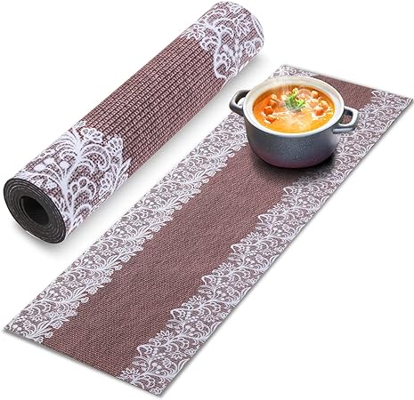 Heat Resistant Waterproof Trivet Table Runner Hot Plates Mat 12 X 40 Inch (Black Line)