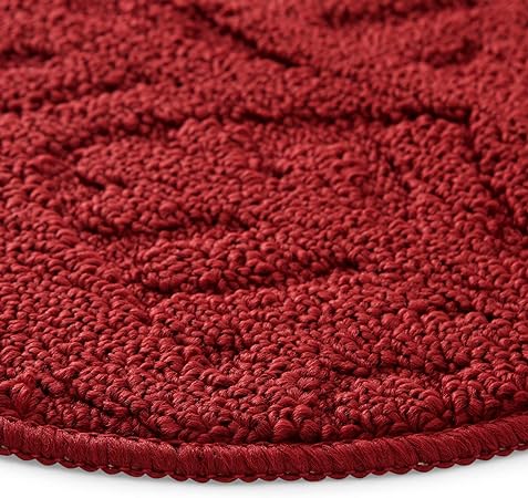Creek Slip- Half Round Red Kitchen Rug with Rubber Backing, Machine Washable, (18x30 Inches)