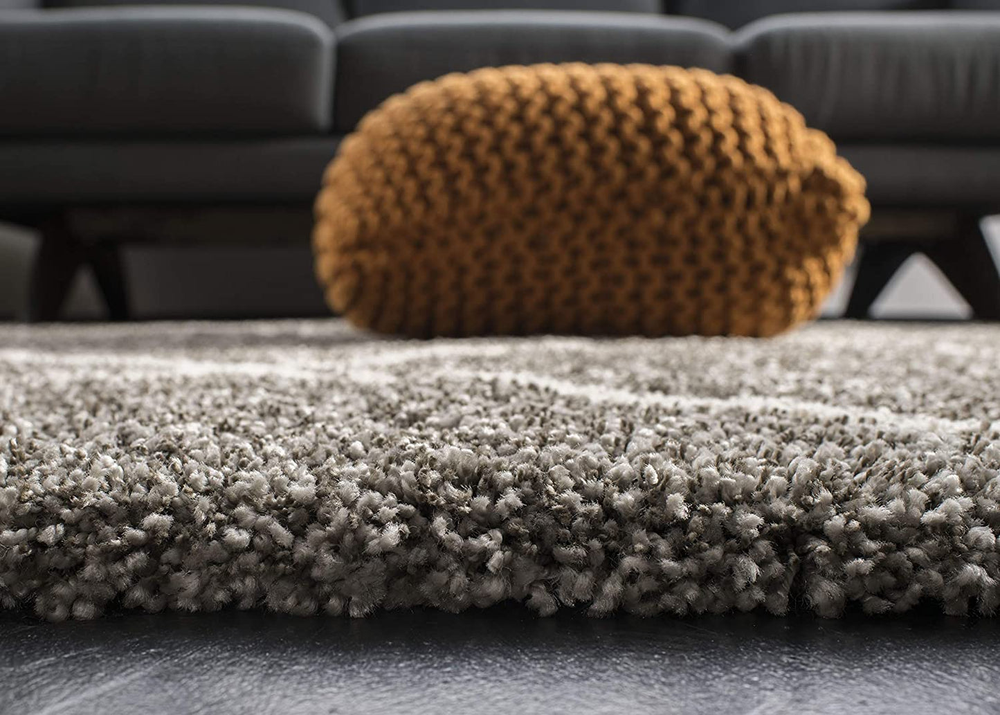 Diamond Trellis Grey/Ivory Soft Plush Area Rug 2-inch Thick